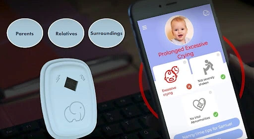 An AI-powered baby monitoring device and a companion smartphone app that analyzes a baby's cry to provide insights to parents